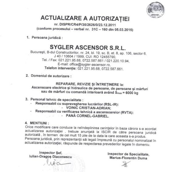 Actualizare autorizație